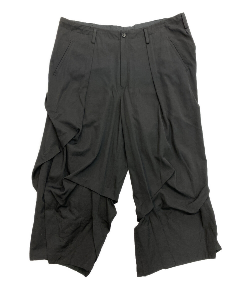 ヨウジヤマモトプールオム パンツ ランダムタックワイド ウールギャバ