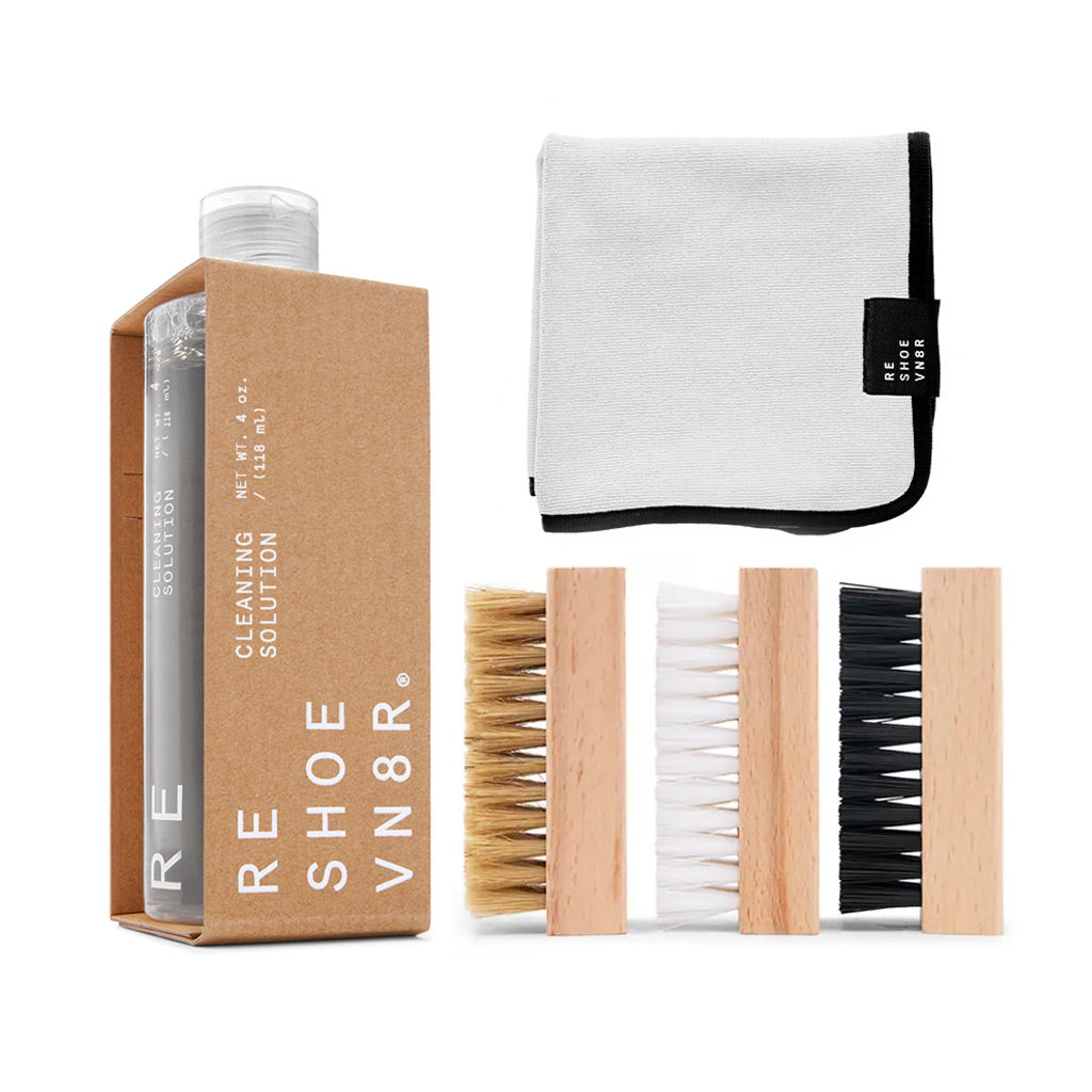 Reshoevn8r Essential Shoe Cleaning Kit | 3 Brushes, Solution, Towel