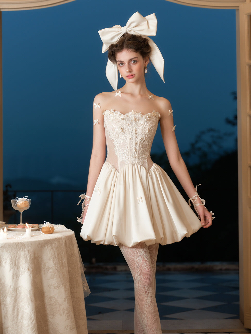 Ivory Lace Corset Bubble Mini Dress – Princesscore Party Outfit