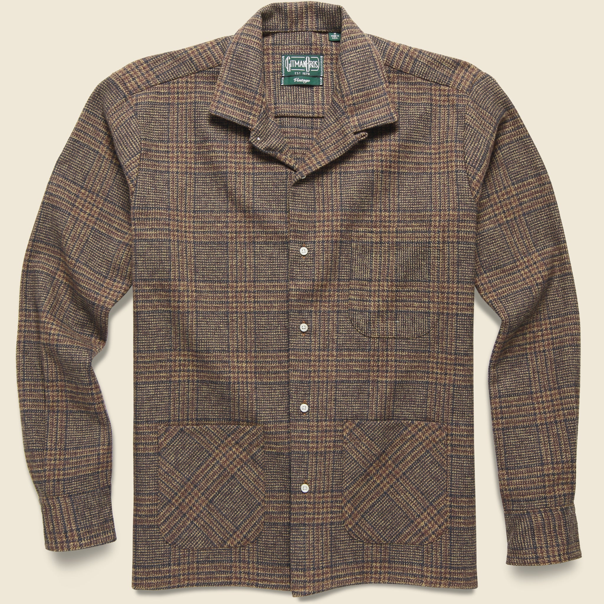 Cotton Tweed Check Shirt - Tan
