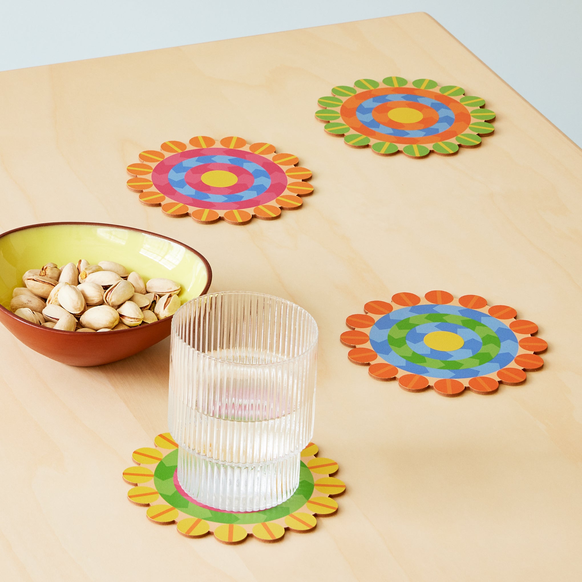 Yinka Ilori Radiant Blooms Recycled Leather Coasters - Set of 4