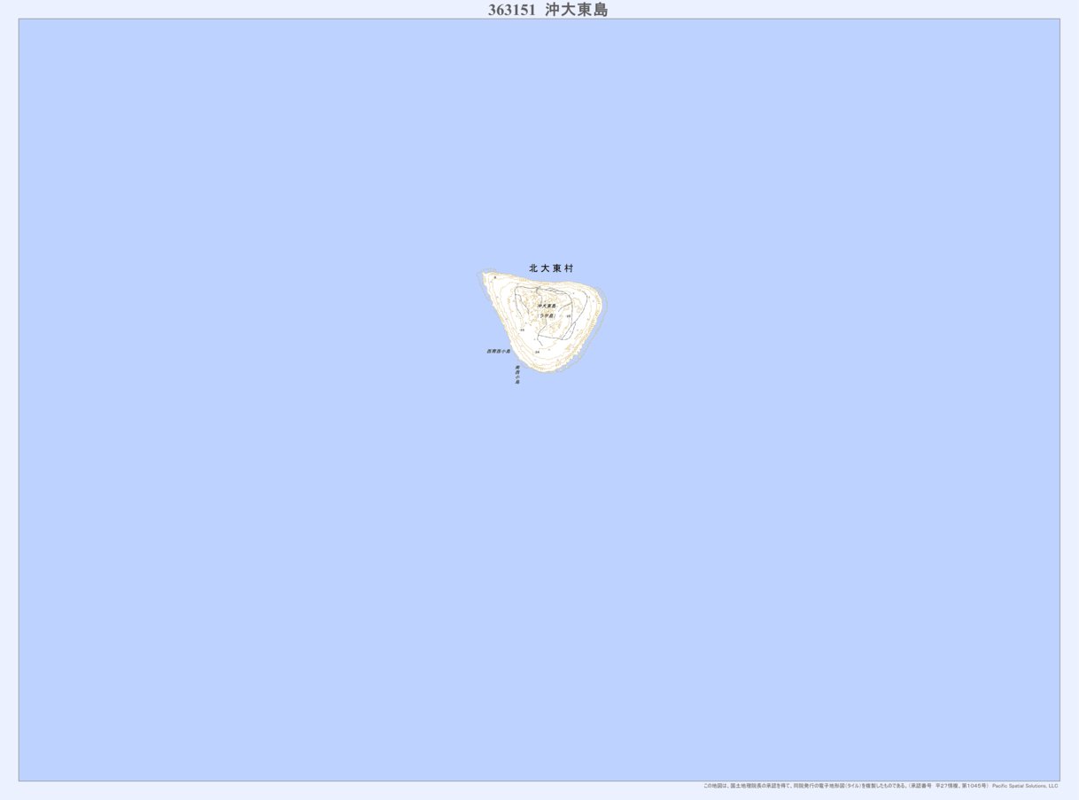 363151 沖大東島（おきだいとうじま Okidaitojima）, 地形図 Map by