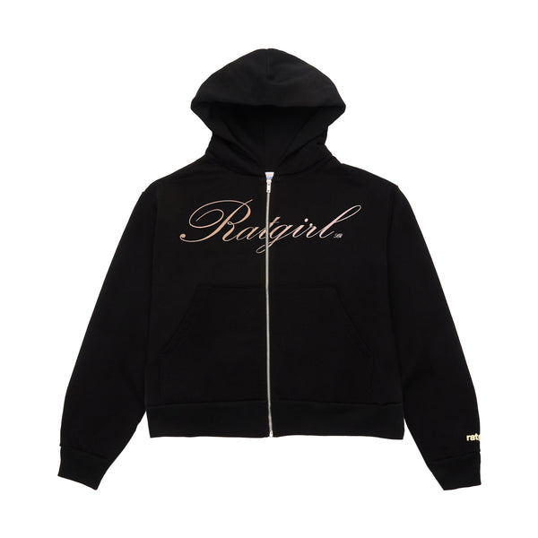 Ratgirl Script Cropped Zip Hoodie – STRAY RATS