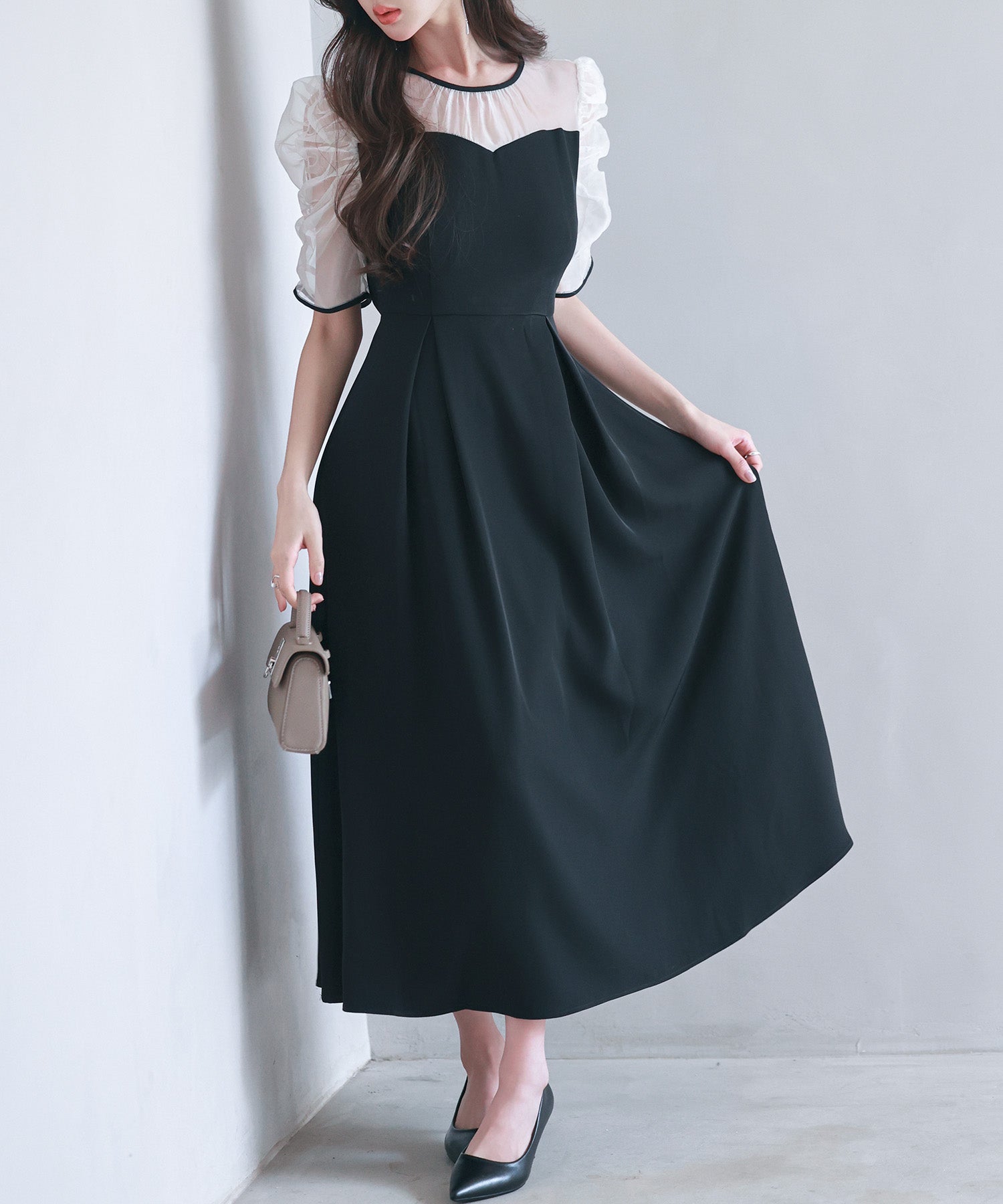 異素材ドッキングビスチェ風ワンピースsdp0272 ブラック – [公式