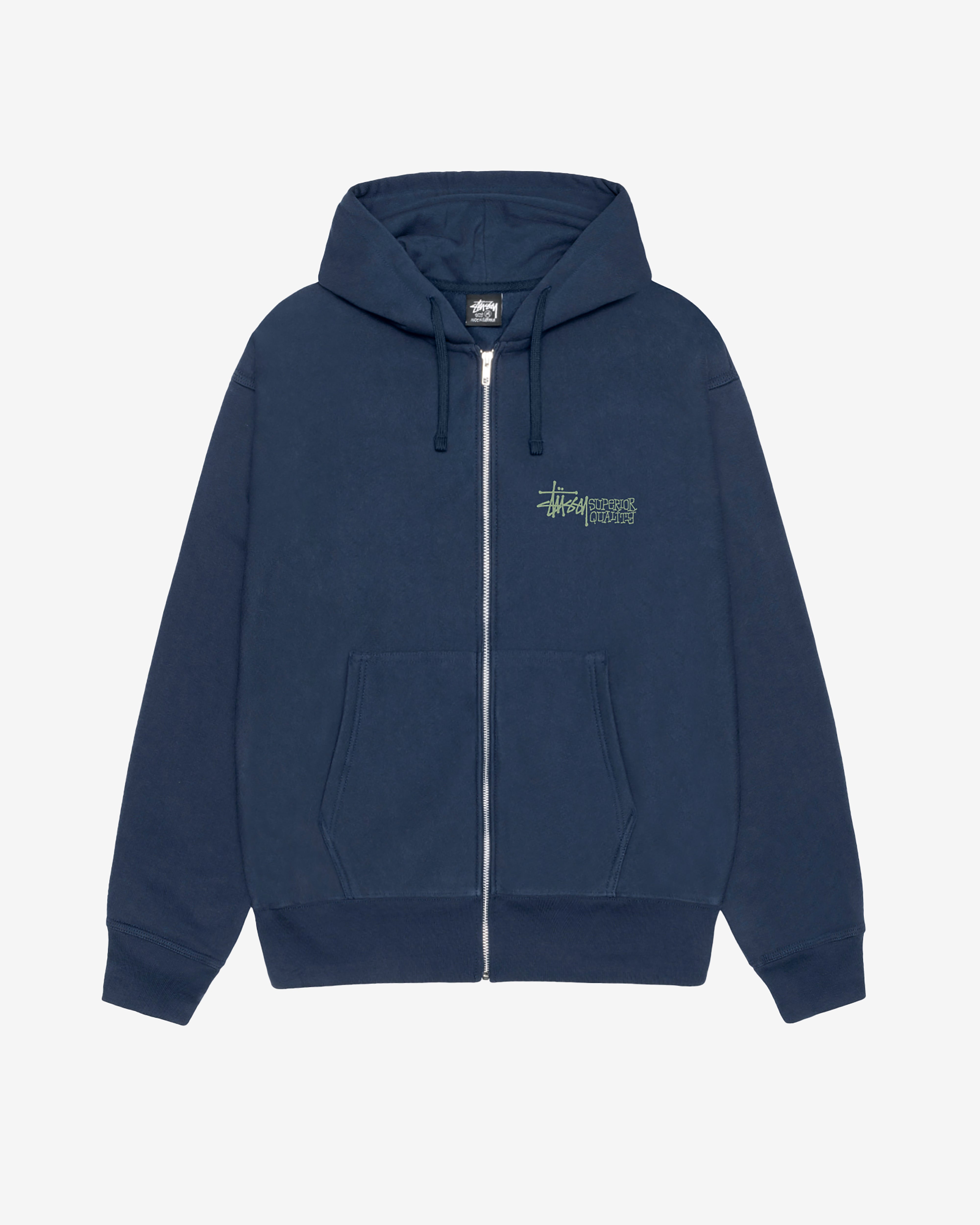 Stüssy: Men's Superior Quality Zip Hoodie (Navy) | DSMNY E-SHOP