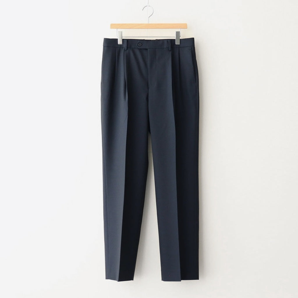 WOOL KID MOHAIR HOP SACK TWO-TUCK SLACKS #DARK NAVY [A25SP02MH