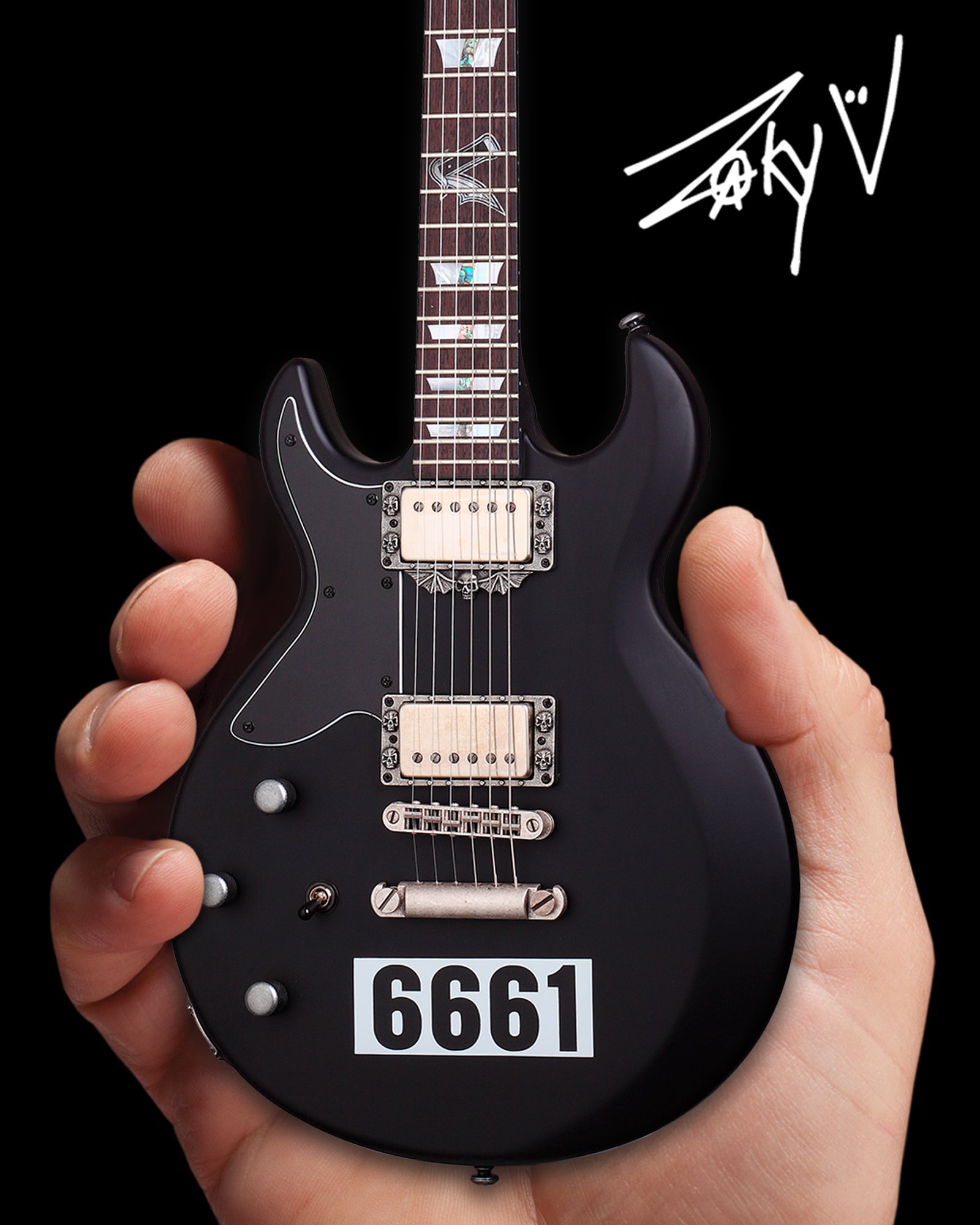OFFICIALLY LICENSED ZACKY VENGEANCE SATIN BLACK 6661 SCHECTER MINI GUI