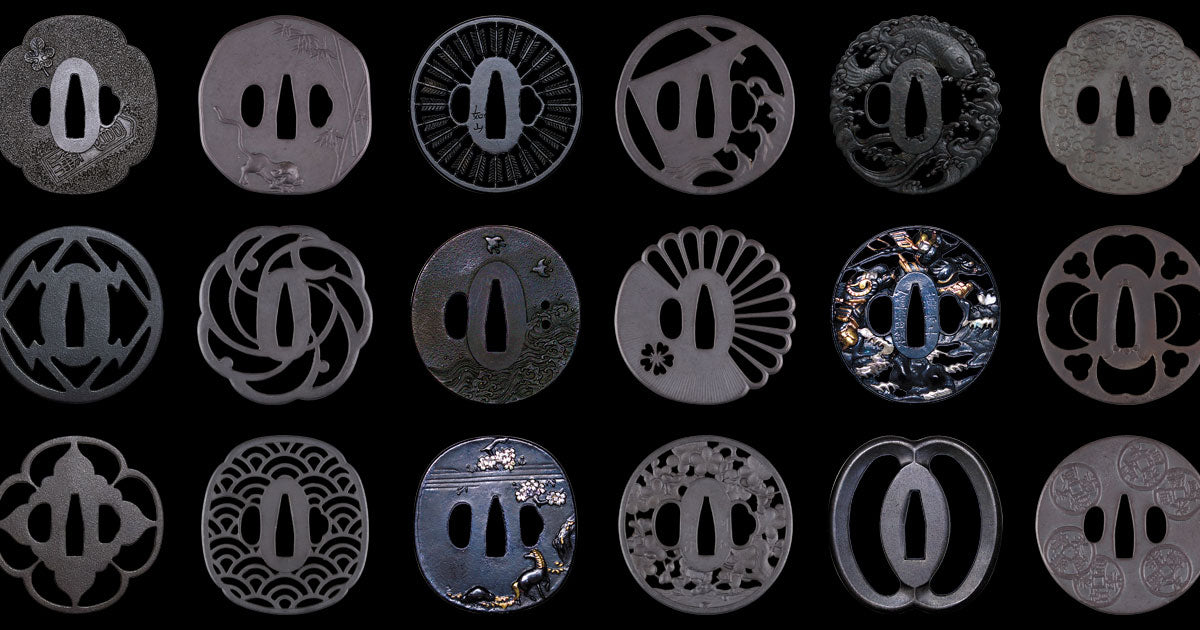 日本刀装具 刀鍔 家紋の図 五三の桐 銅地 細工 絵金銀 刀剣美術 武道具