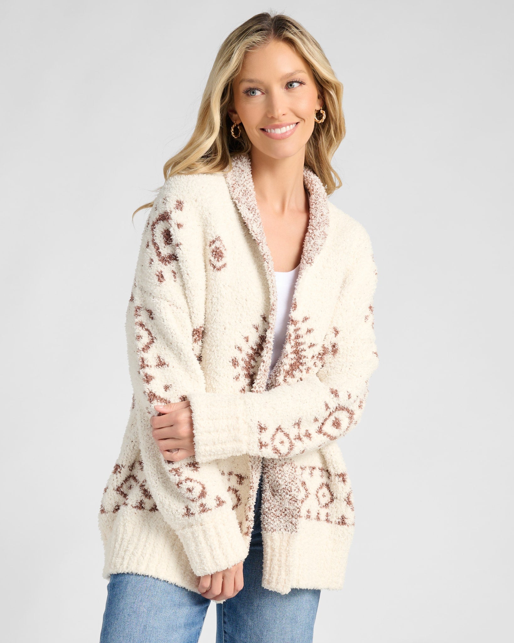 Aztec Jacquard Cardigan - Ultra-Soft Chunky Knit – Wantable