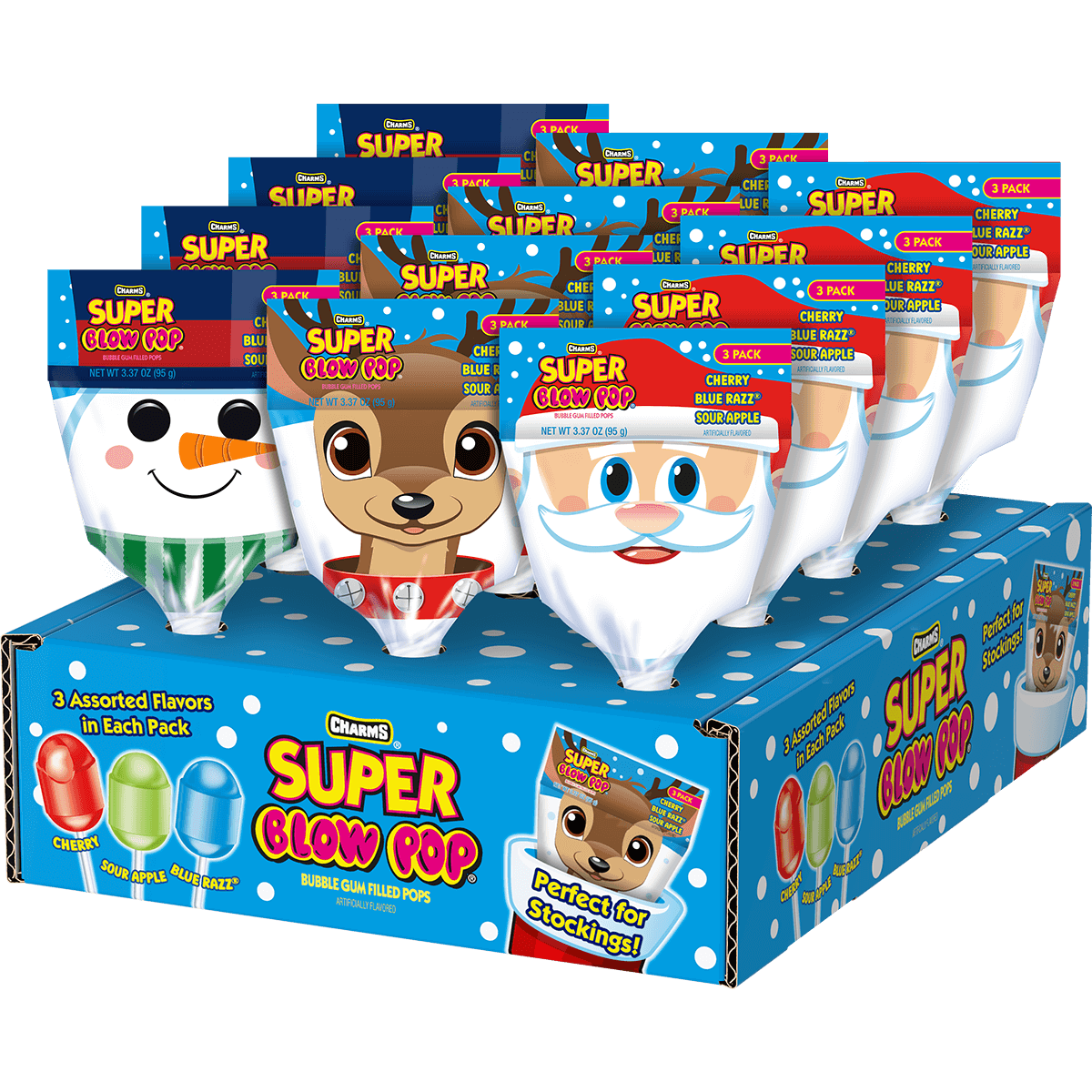 Charms Super Blow Pop Assorted Christmas Flavors (3 ct./ 4.8 oz
