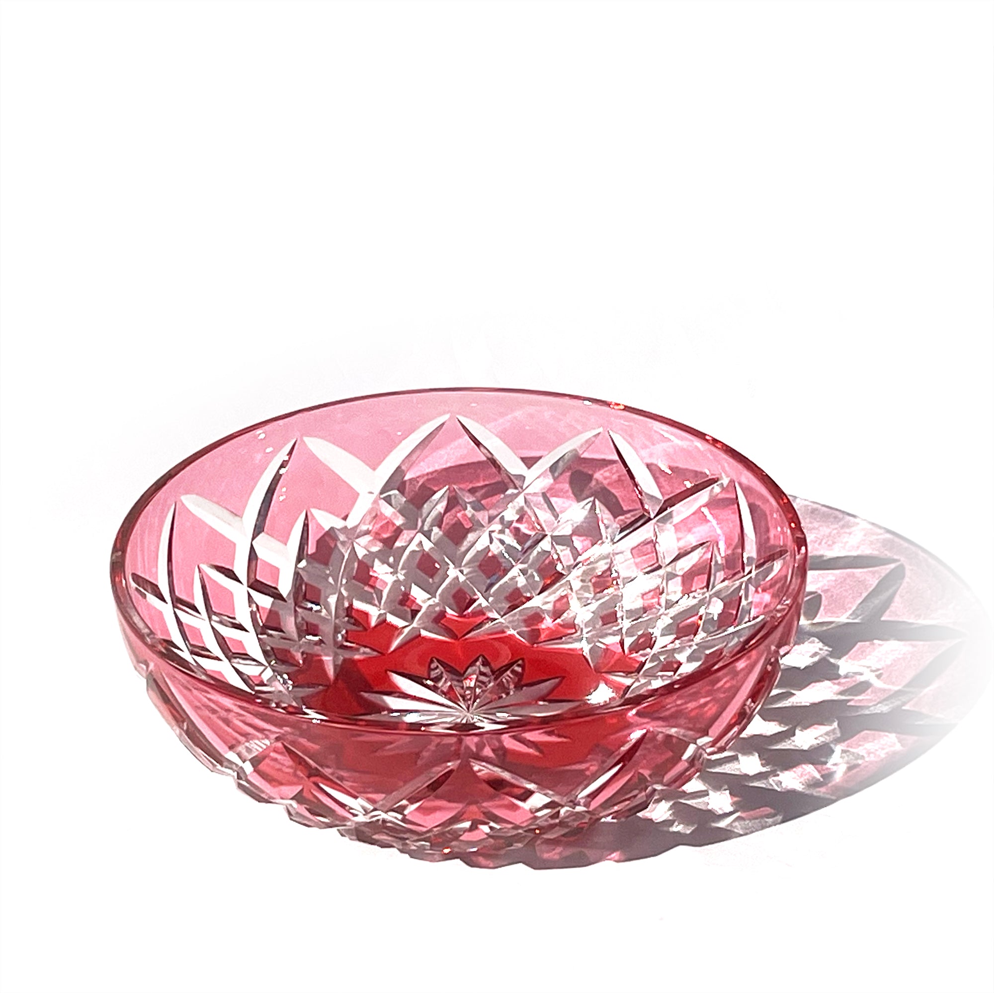 江戸切子 伝統工芸士 木村泰典 作 矢来紋 中鉢 金赤 ｜江戸切子グラス