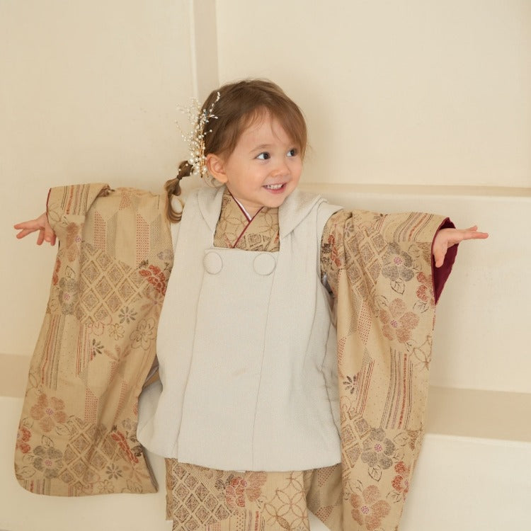 レンタル】七五三 3歳 着物 utatane 女の子 被布セット 子供 kids 三つ