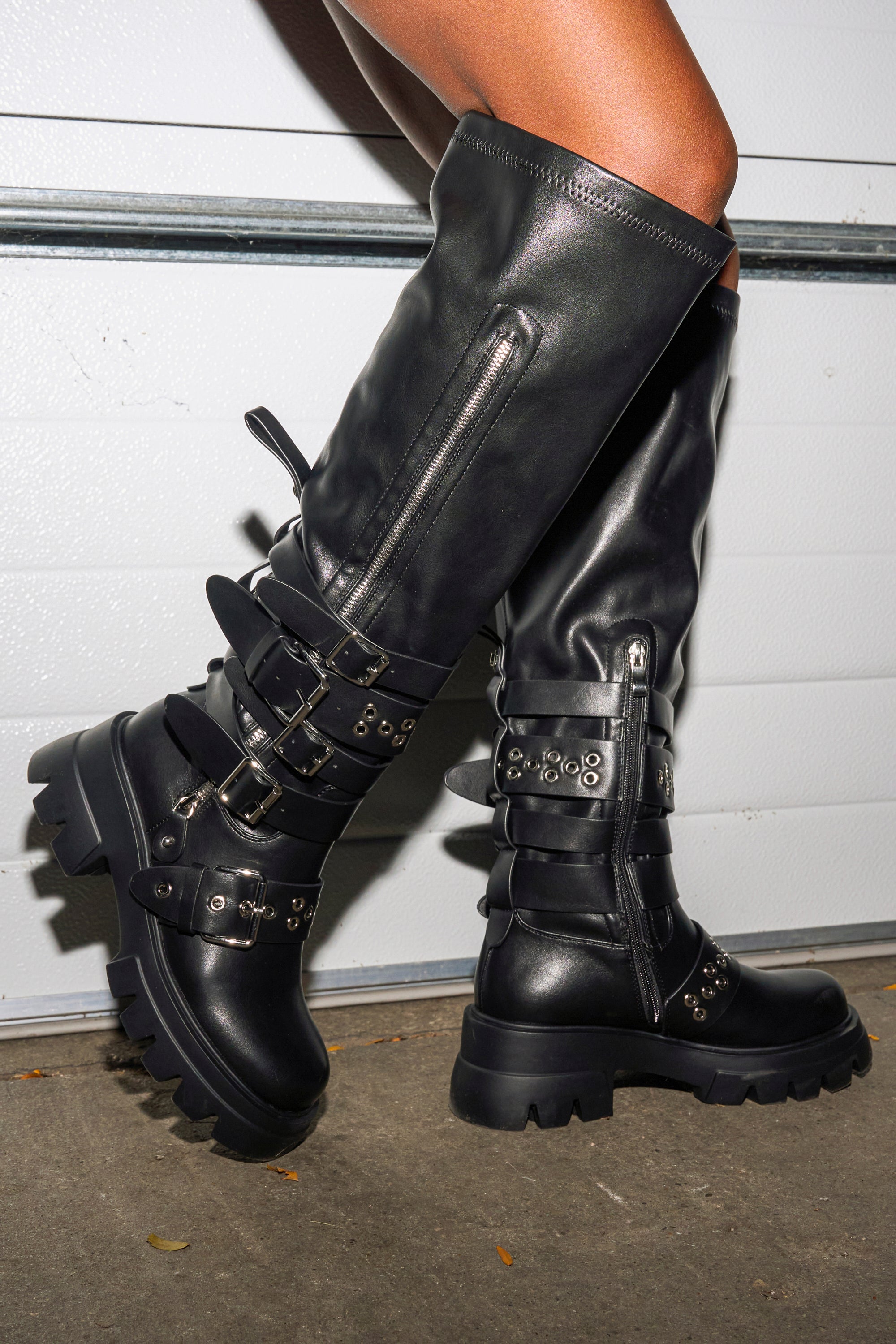 AZALEA WANG CORDOVAN BLACK BELTED BOOT – AKIRA
