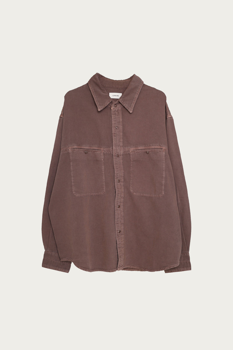 Lemaire Denim Shirt With Snaps | Denim Snow Mauve | Canoe Club