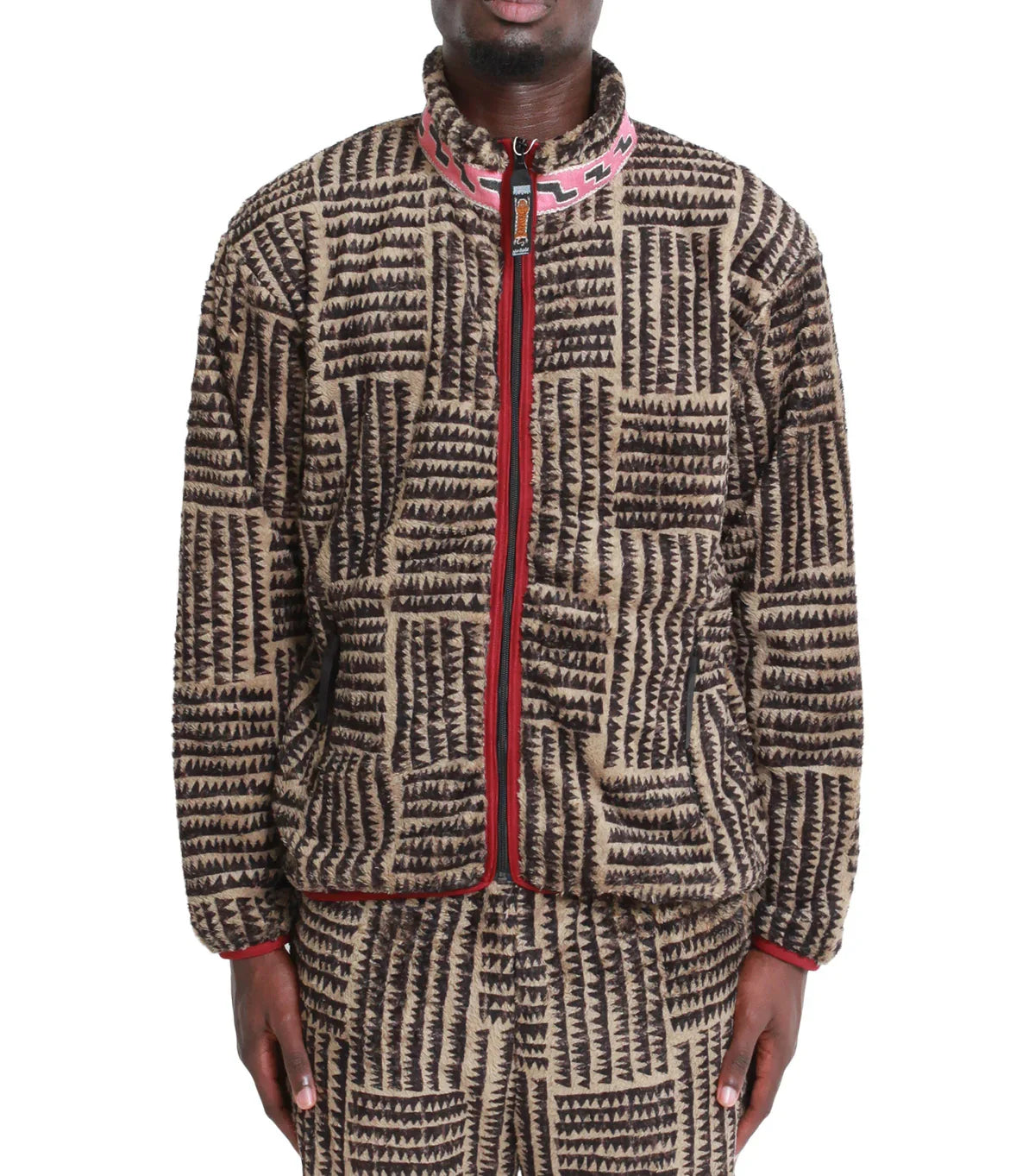 Kapital Hacksaw-Block Fleece Zip Blouson Beige | SOMEWHERE®