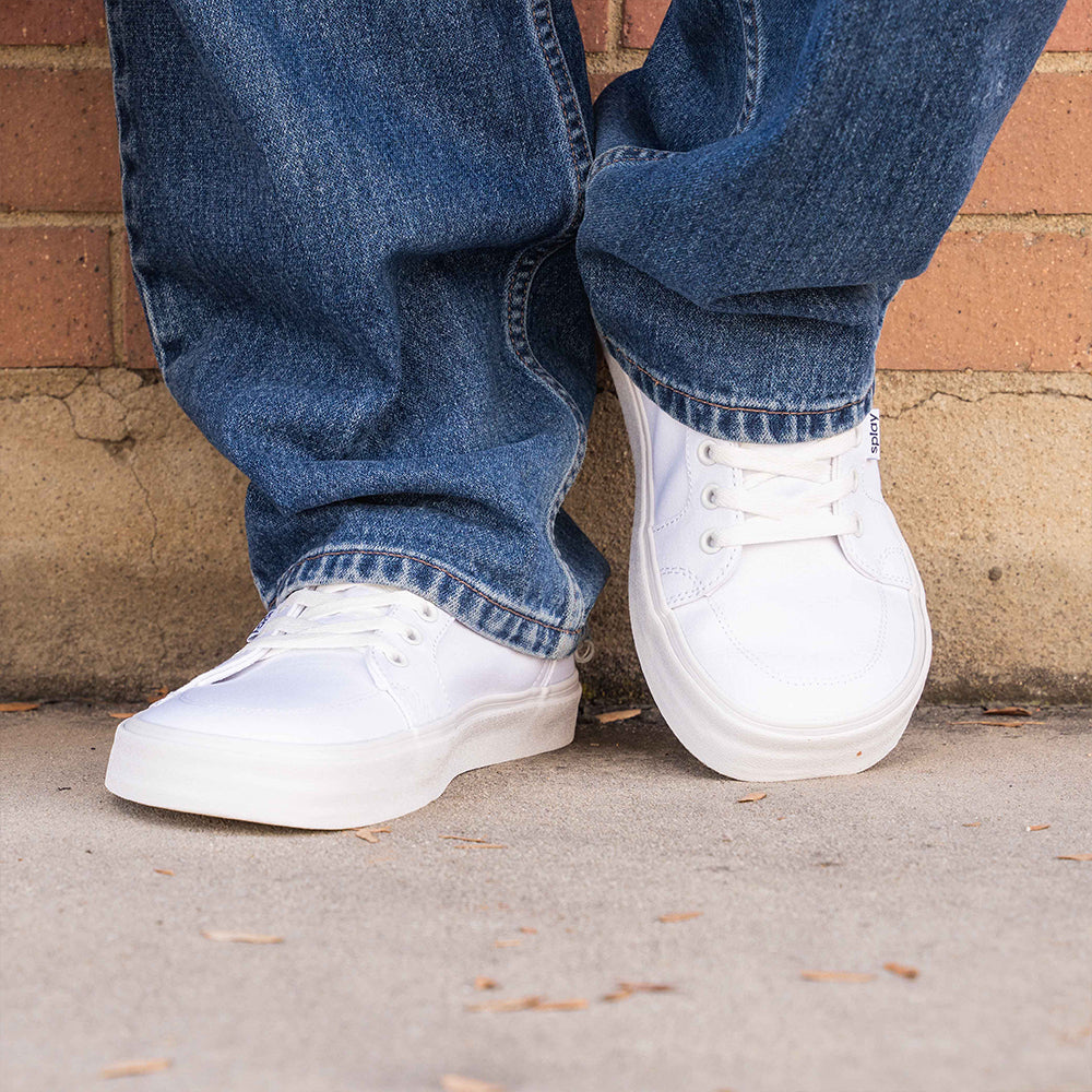 REV LT Canvas Salt Lake – Clean White Canvas Barefoot Skate Shoes