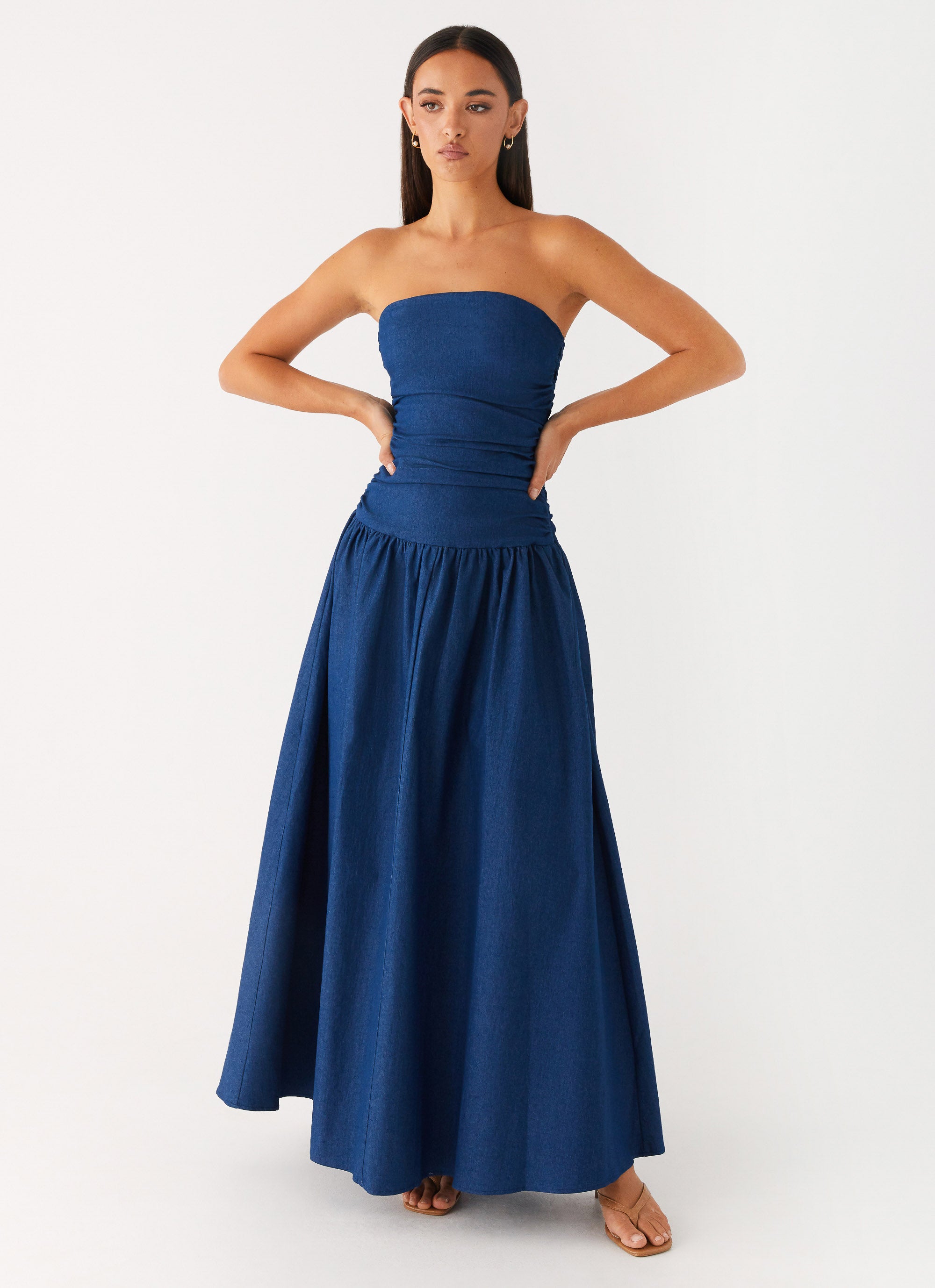 Carmel Denim Maxi Dress - Indigo – Peppermayo US