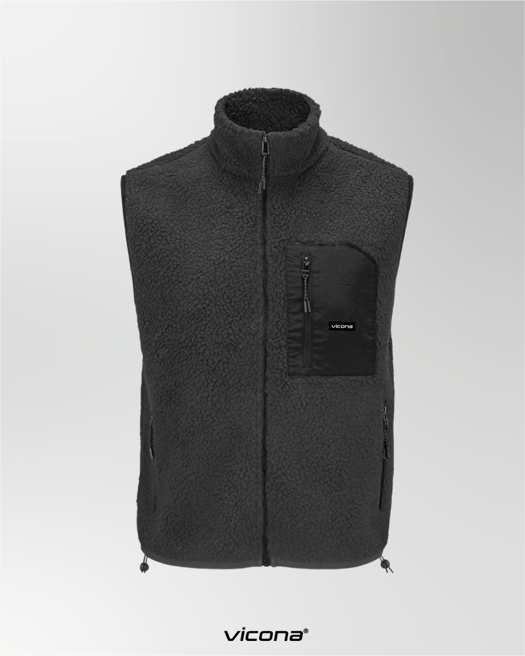 Monti Fleece Weste schwarz (Uni) – vicona - *victory of nature*