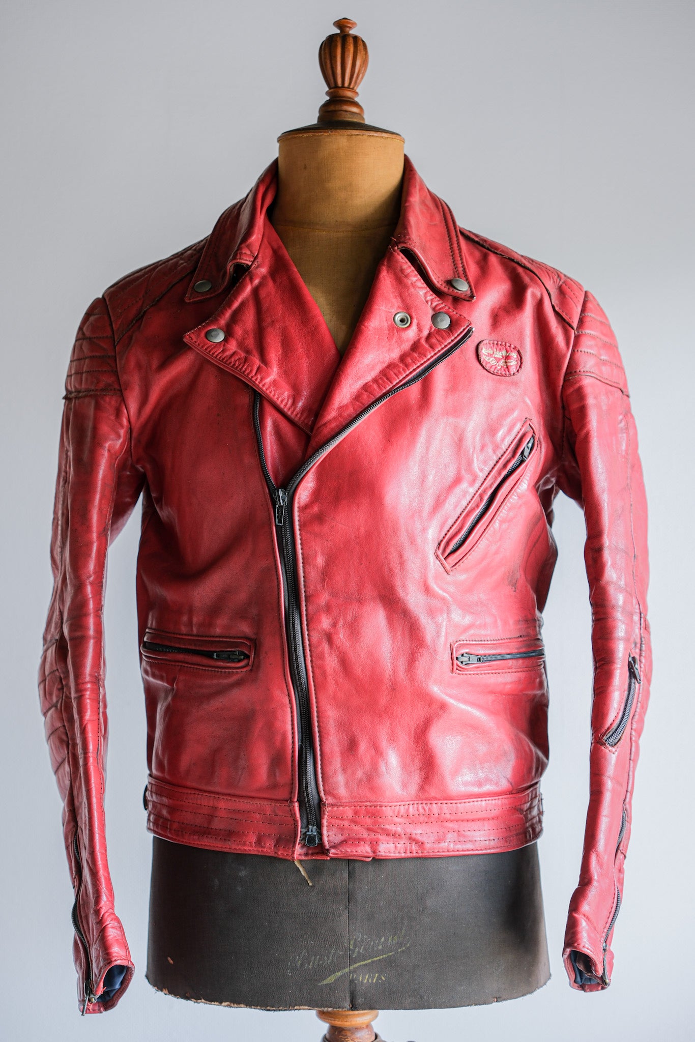 70's】Vintage Lewis Leathers Red Leather Riders Jacket Size.40 