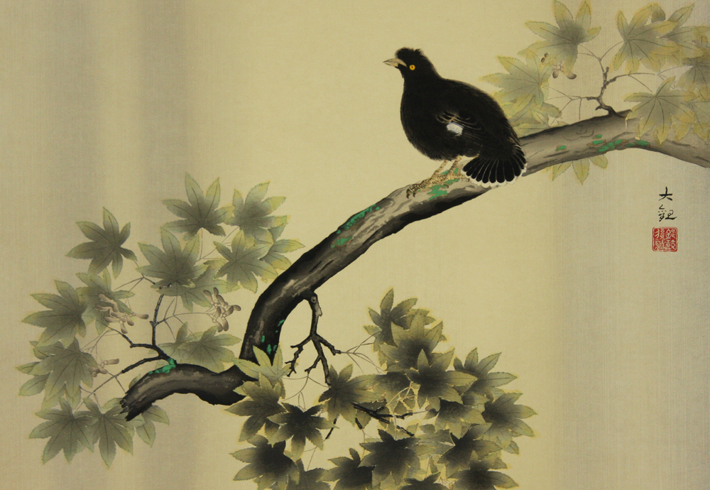 横山 大観 「八哥鳥 (鸜鵒,クヨク)」 Taikan Yokoyama - 創業36年 美術