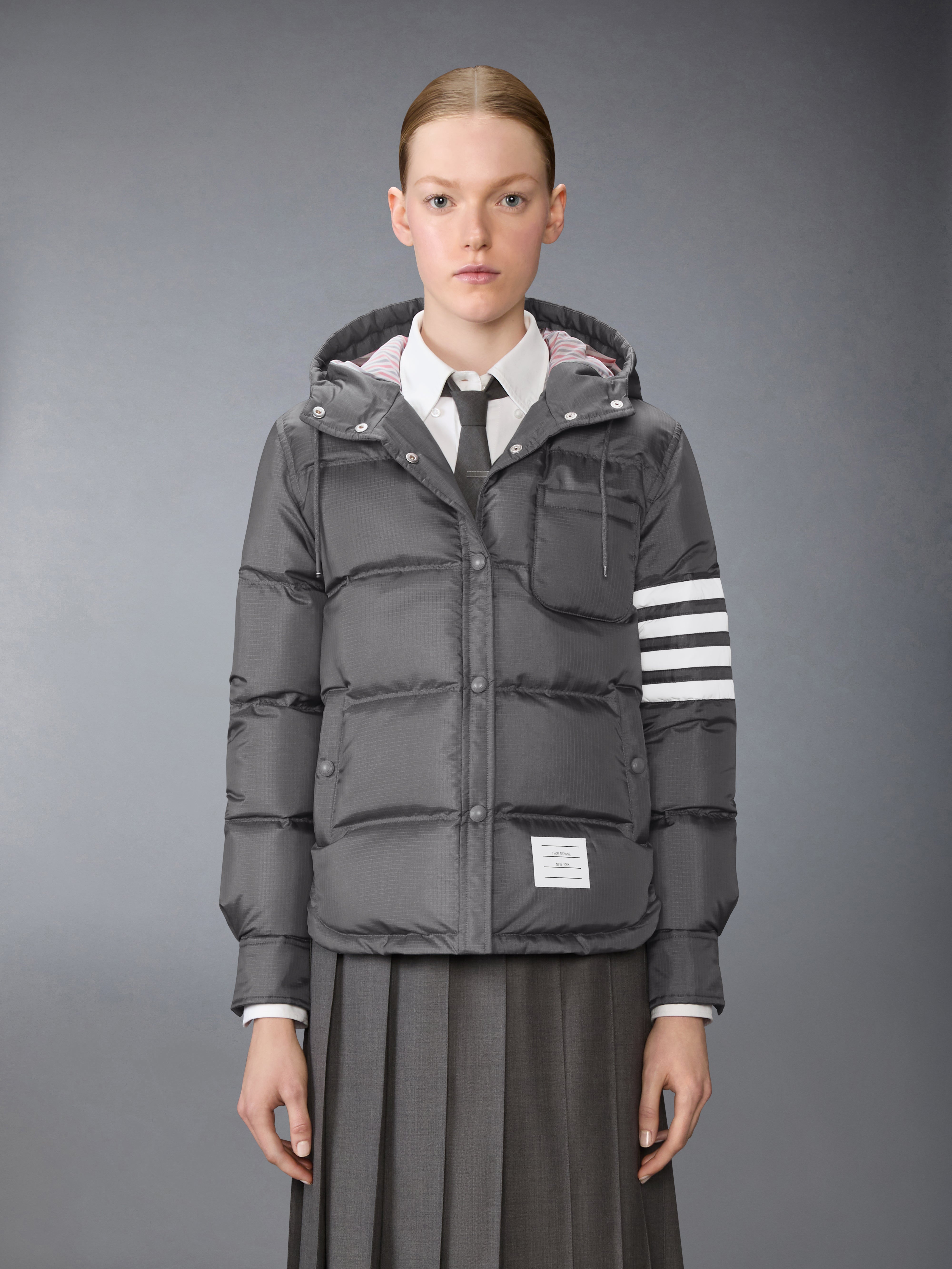 Shiny Ripstop Lightweight Down Filled 4-Bar Jacket | Thom Browne