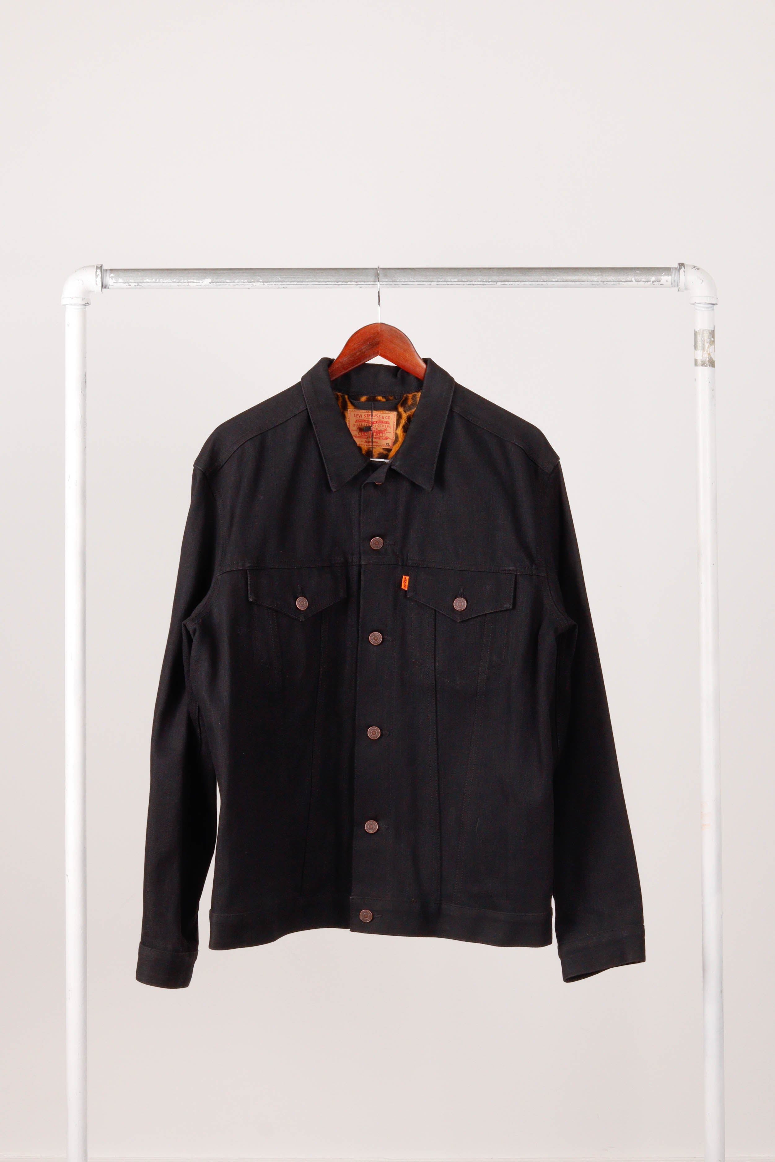 Supreme x Levis FW12 'Selvedge Denim' Leopard Trucker Jacket Black