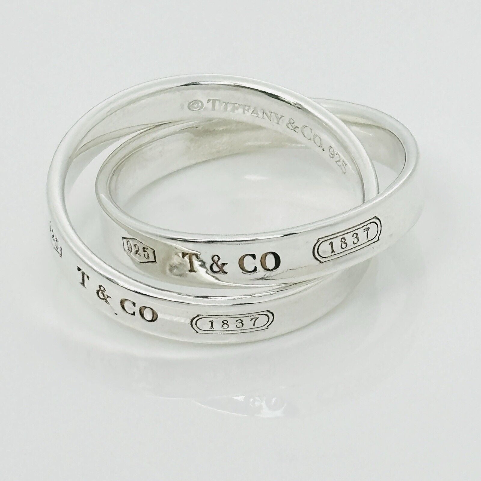Size 7 Tiffany & Co 1837 Interlocking Double 2 Band Rolling Ring