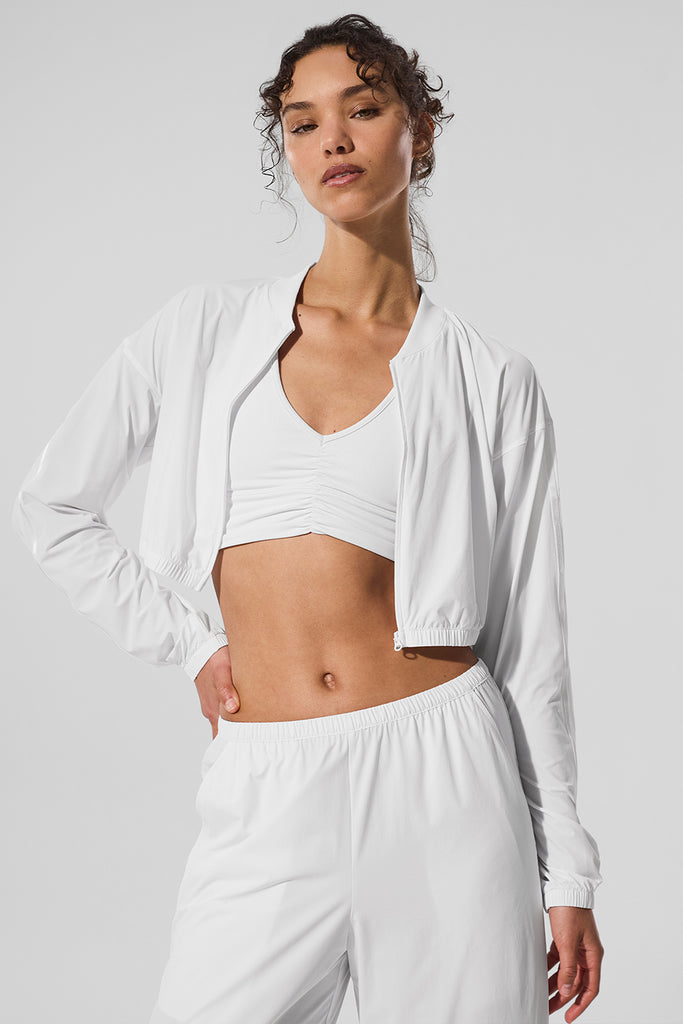 Cropped Breezy Full-Zip Cover Up - White | ALO