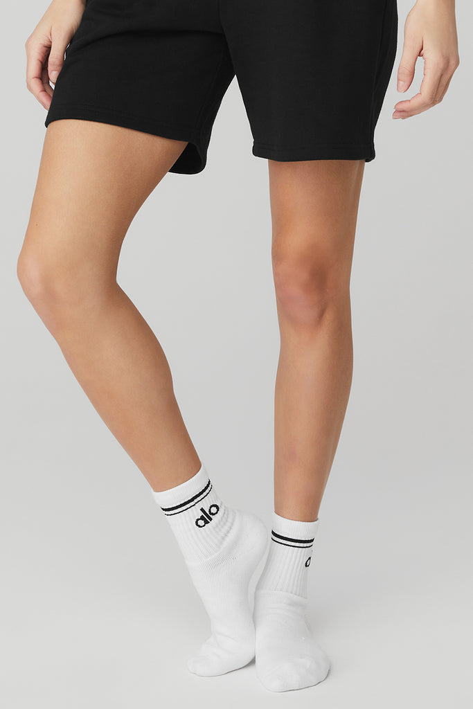 Unisex Half-Crew Throwback Sock - White/Black | ALO