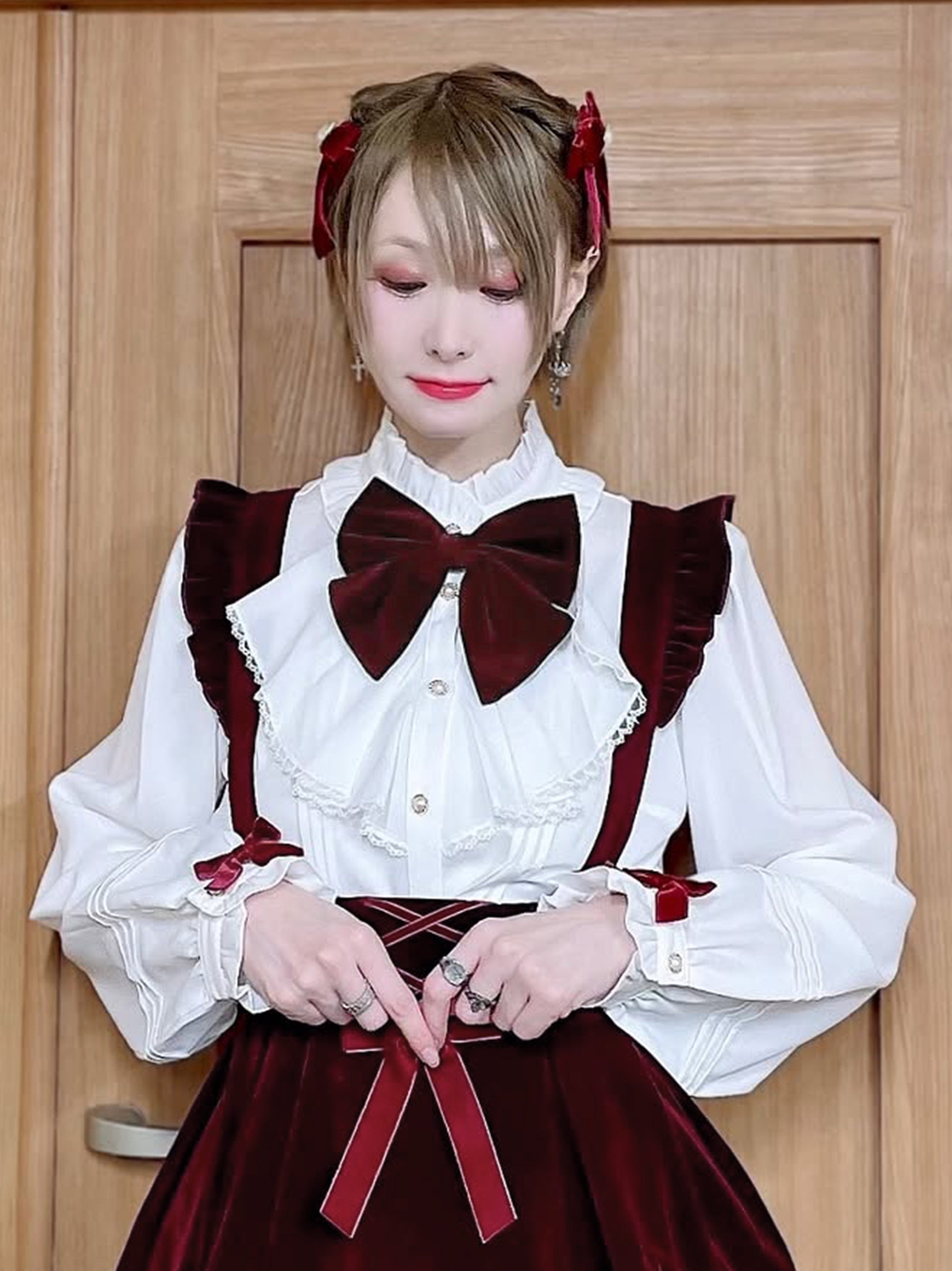 アウトレットセール対象】Velvet Ribbonラッフルブラウス – Amavel