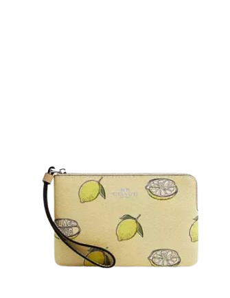 Coach Corner Zip Wristlet With Lemon Print | Brixton Baker