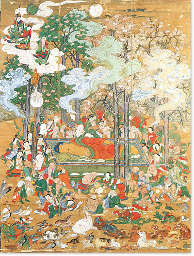 大型版 長谷川等伯筆『仏涅槃図』軸装仏表装仕立 日蓮宗 本法寺