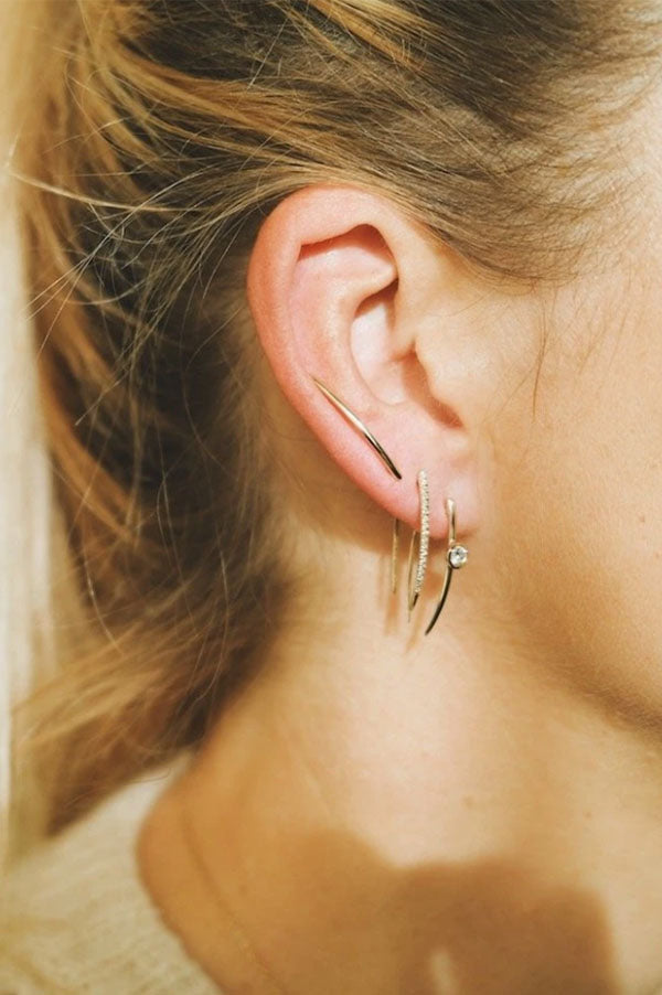 Large Infinite Tusk Earring with Floating Diamond – Des Kohan