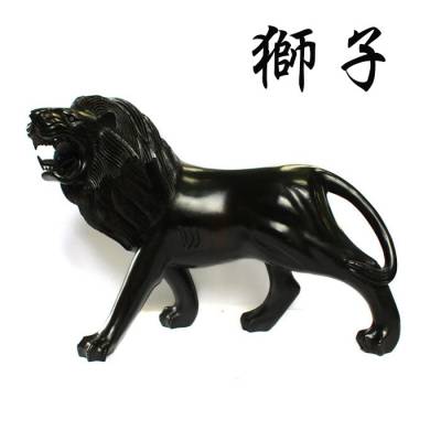 展示品、現品限りの特別価格】高級天然木 黒檀 ライオン 獅子 置物