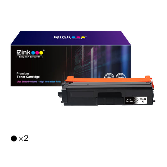 Brother TN433 TN-433 Compatible Toner Cartridge (2 Black) | E-Z Ink