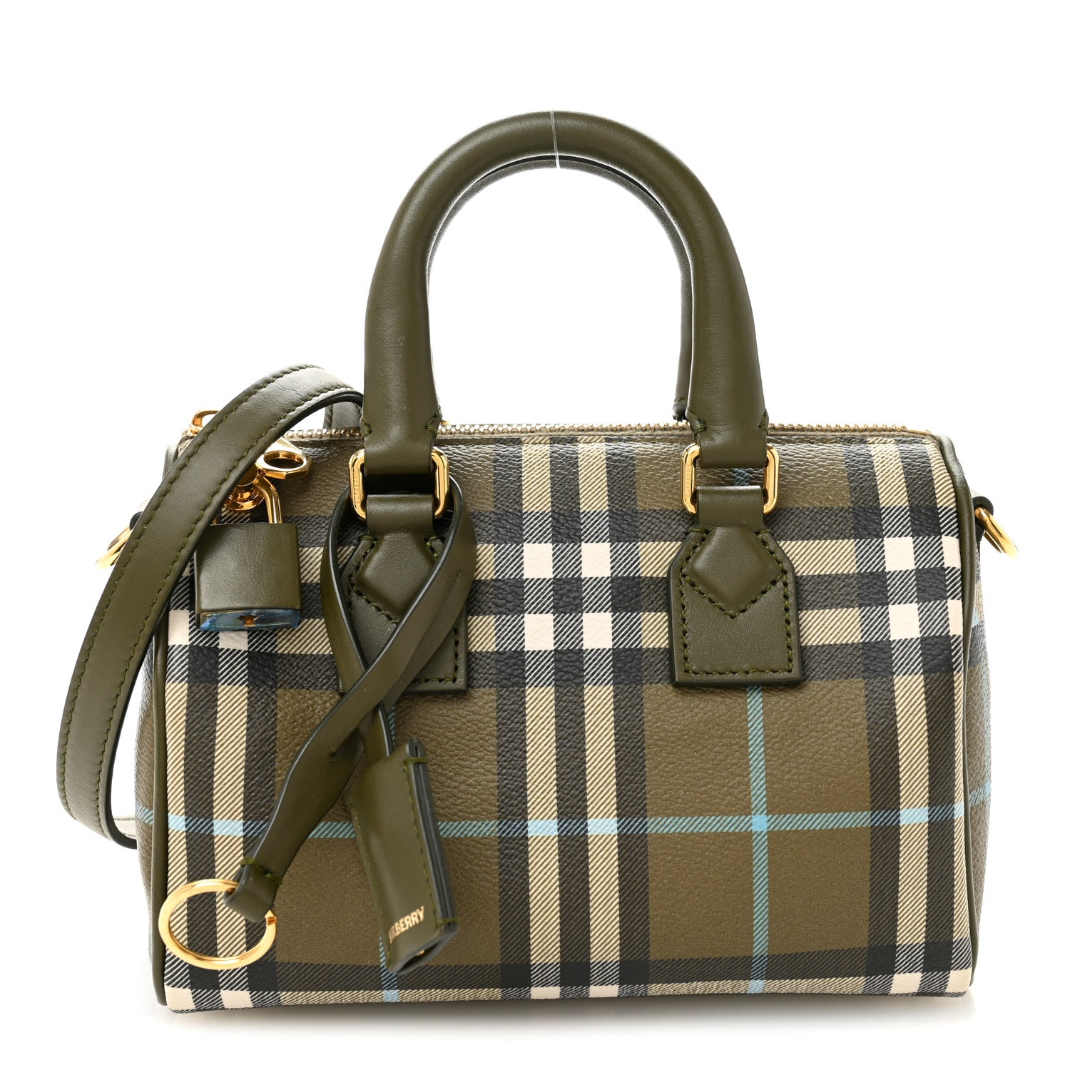 Burberry Vintage Check Mini Bowling Bag Olive Green 1781134