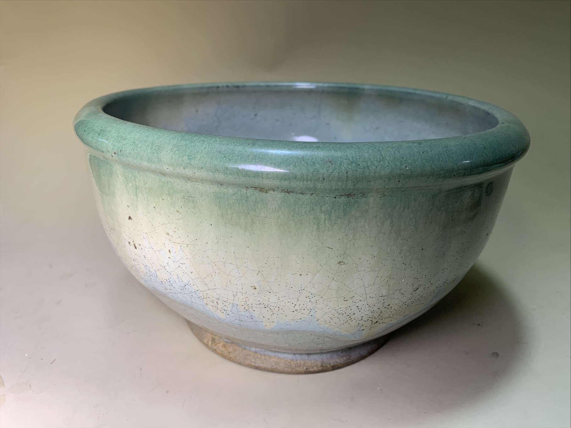 松代焼 白釉緑彩こね鉢 江戸時代後期〜明治時代初期頃 松代焼 白釉緑彩