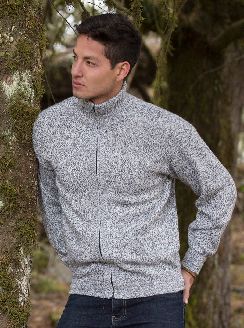 Gray Alpaca Full Zip Turtleneck Sweater for Men – Gamboa