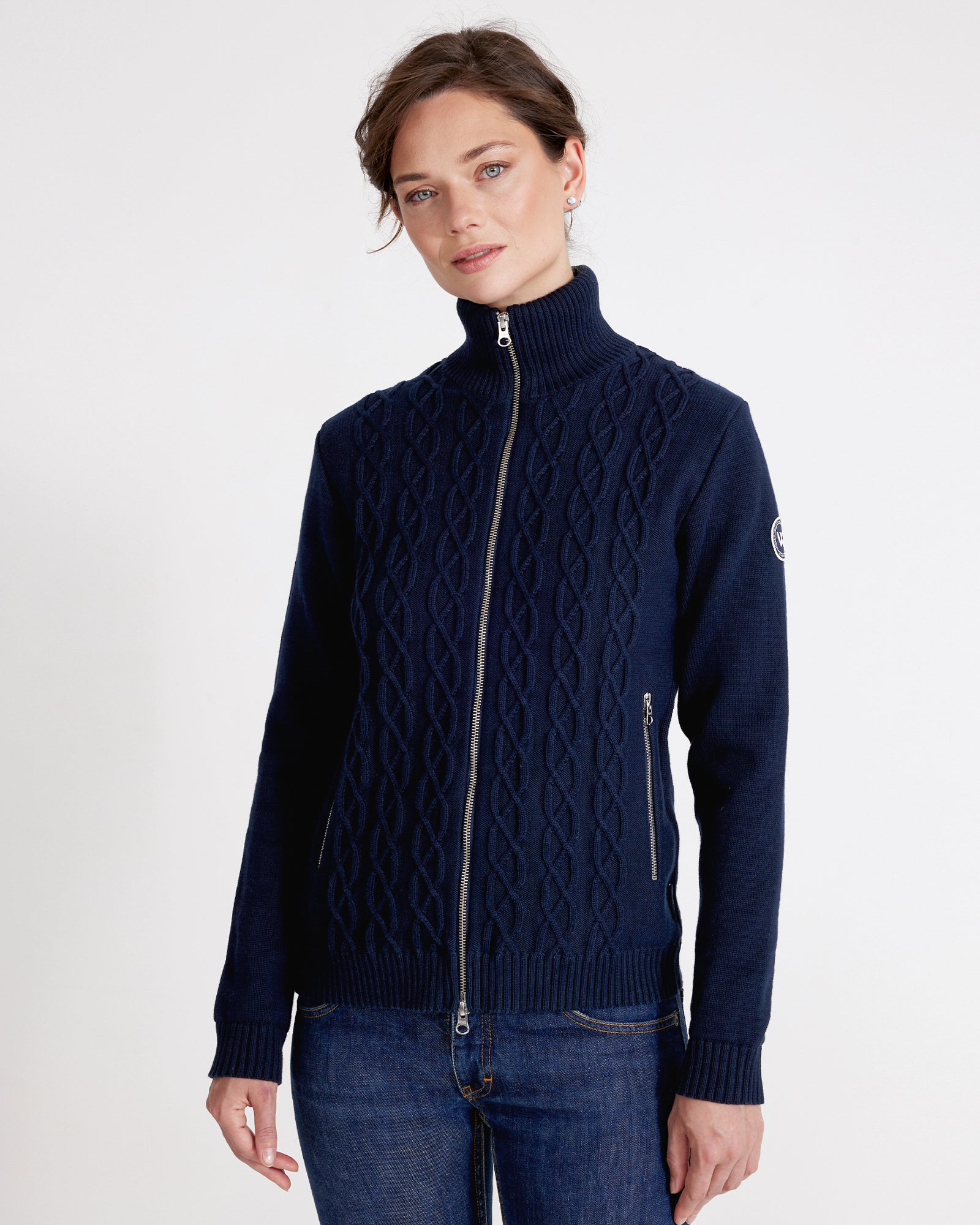 heve ラッフルジャケット ネイビー Marianne Full Zip Windproof
