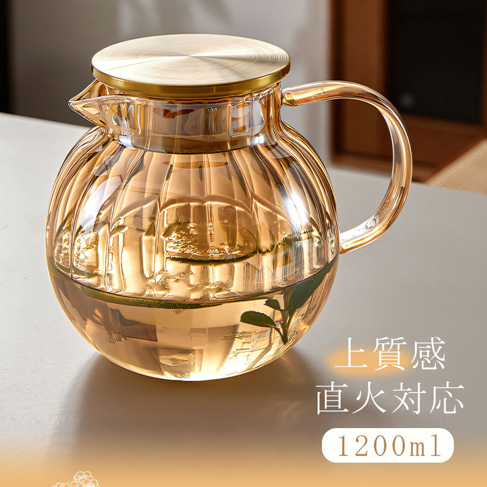 IwaiLoft ピッチャー 1200ml 冷水筒 耐熱ガラス 麦茶ポット ガラス