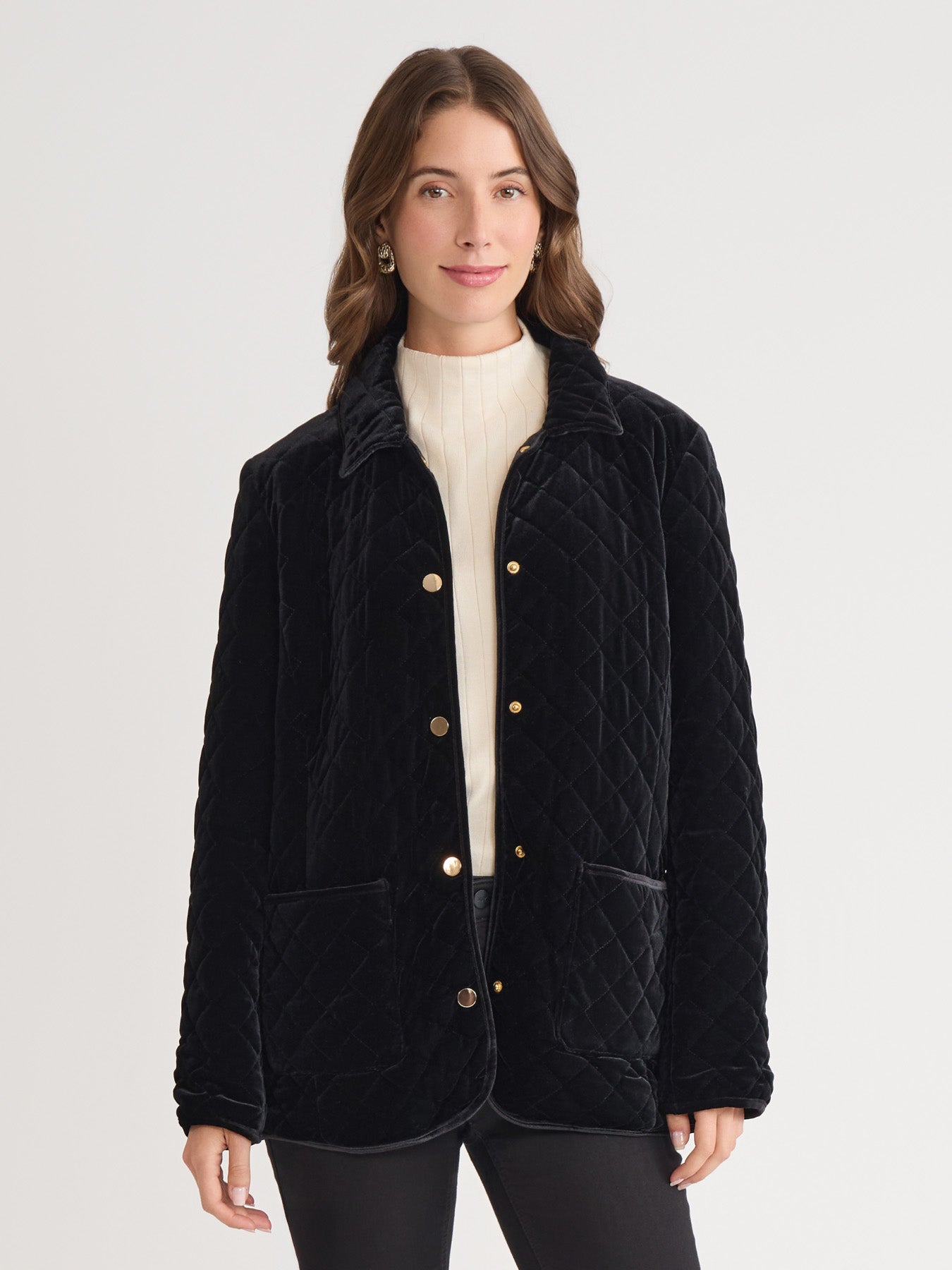 Petite Snap Front Quilted Jacket