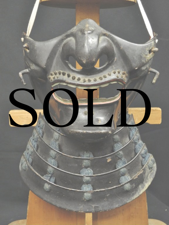 面頬 頬当｜鉄黒漆塗烈勢面頬 江戸時代｜紀の国屋