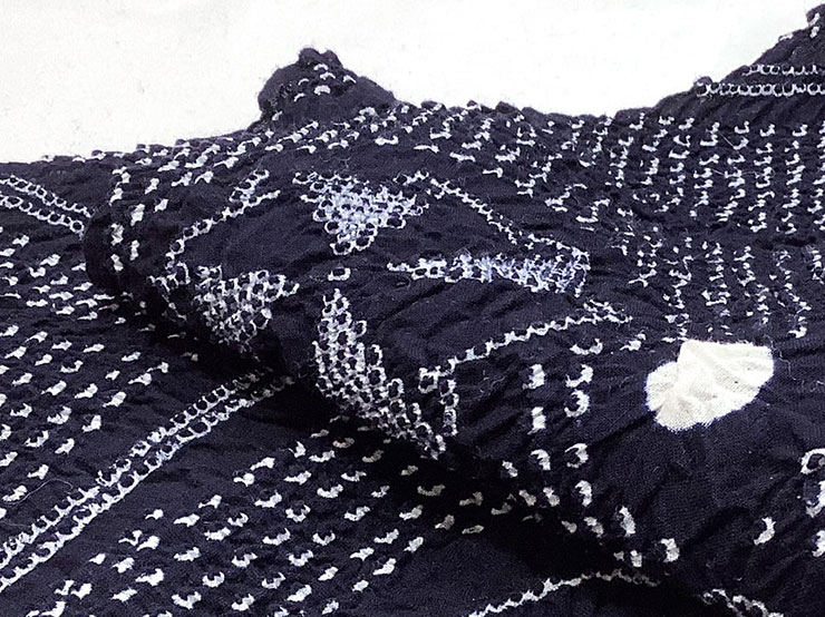 有松・鳴海絞】女性絞り浴衣 反物 濃紺 風車 177r1427-5 - きもの館