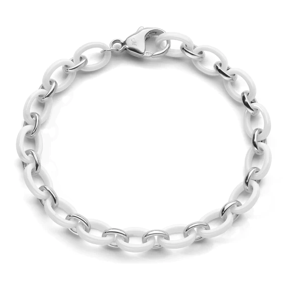 Sterling Silver and White Ceramic Link Bracelet – Long's Jewelers