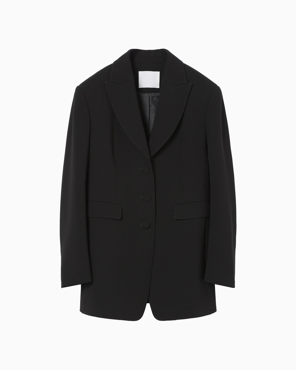 Acetate Polyester Suit Jacket - black - Mame Kurogouchi