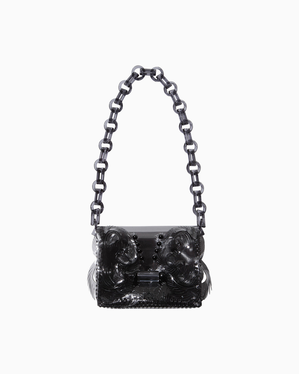 Transparent Sculptural Mini Chain Bag - black - Mame Kurogouchi