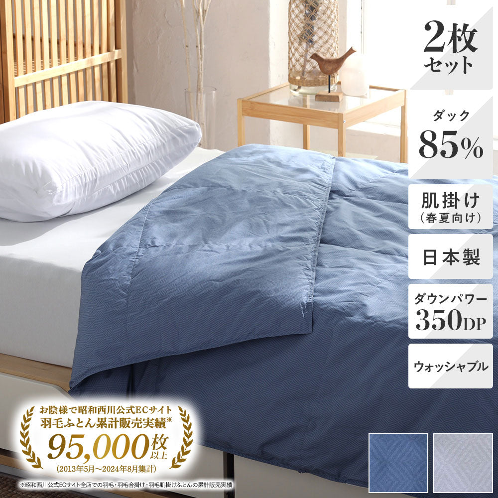 ジバンシー 羽毛肌掛け布団 2枚組 シングルピンク・ブルー 150×210cm