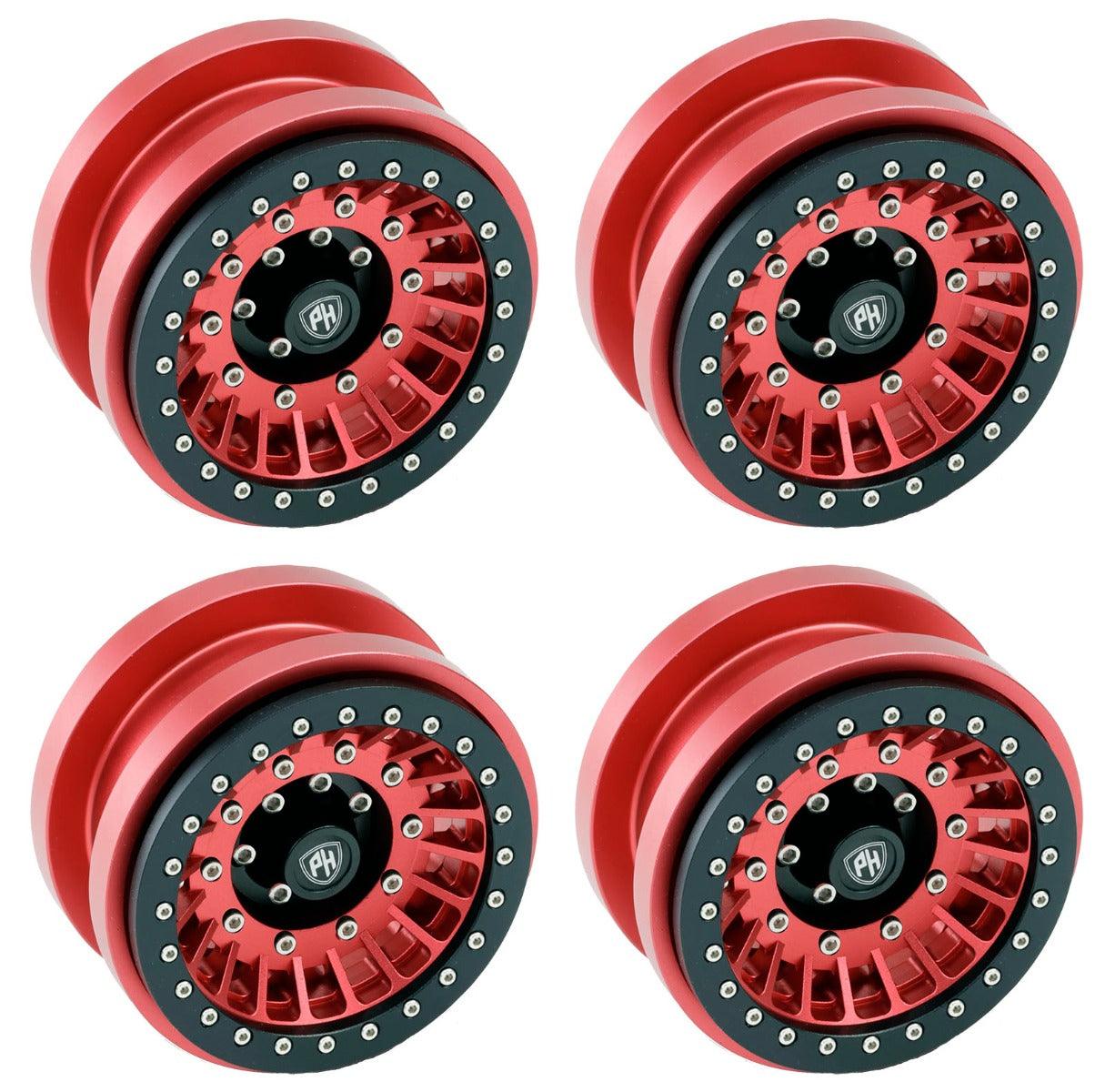 Powerhobby Z1 Axial SCX6 2.9” CNC Aluminum Beadlock Wheels Red