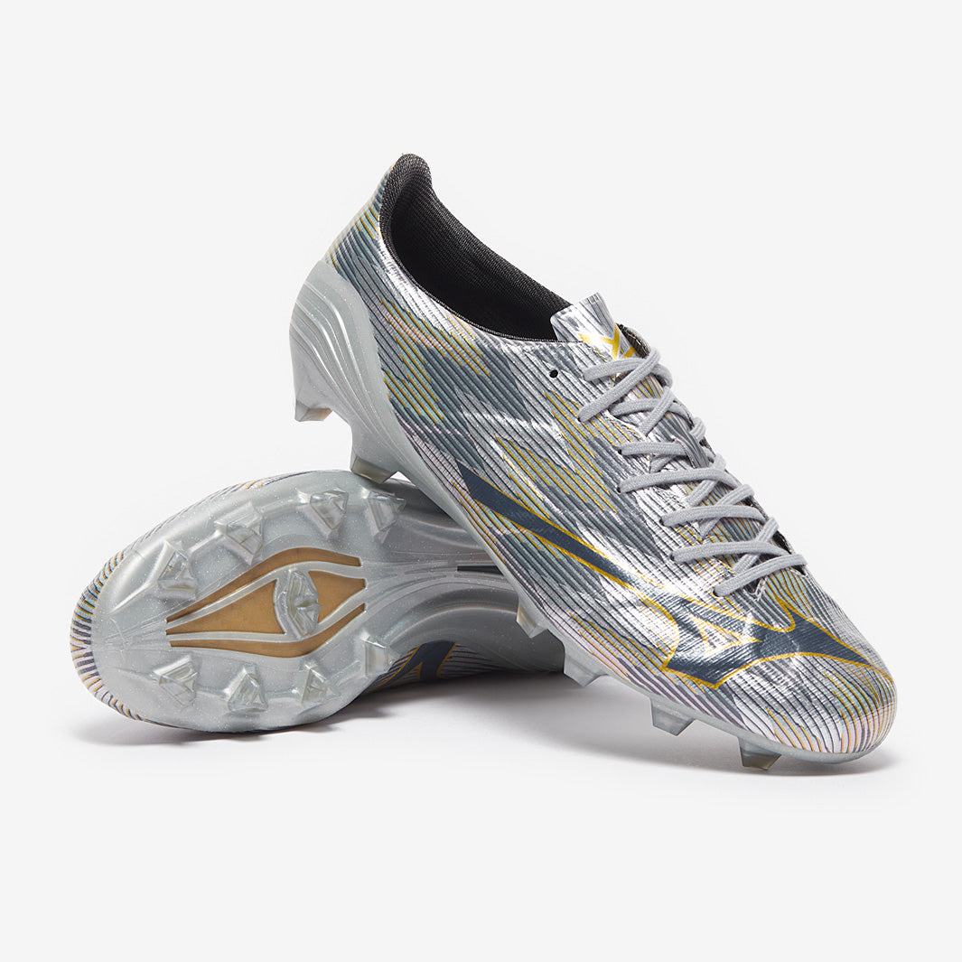 Mizuno Alpha II Elite Firm Ground - Galaxy Silver/Gold/Gold