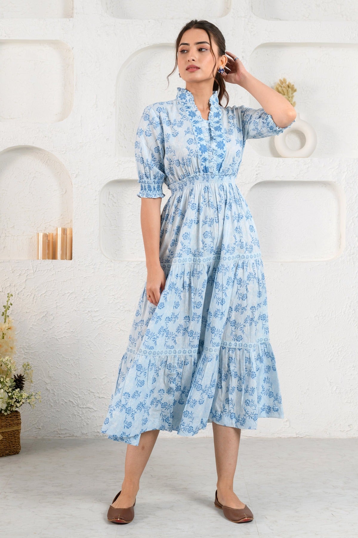 JILTU petit frill dress blue